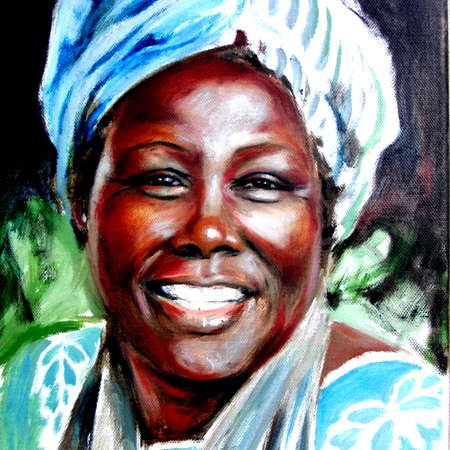Bild vergrößern: Friedensnobelpreisträgerin Prof. Wangari Maathai (portraitiert von Su Siebert)