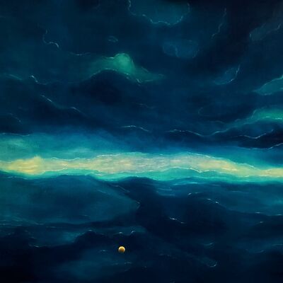Bild vergrößern: Blaue Nacht, 2021, 59,8 x 83,6 cm, Öl auf Hartfaser