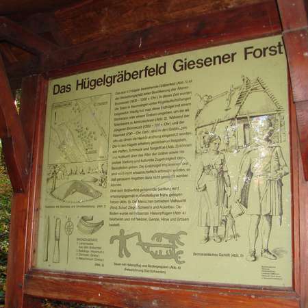 Bild vergrößern: Hügelgräber im Giesener Wald, Bild der Schautafel