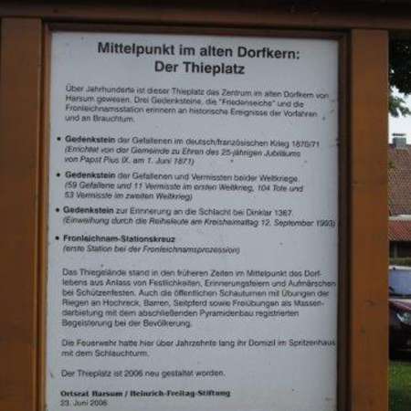 Bild vergr&ouml;&szlig;ern: Kulturpfad Harsum Infotafel Thieplatz