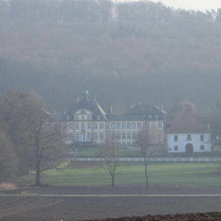 Bild vergrößern: Blick auf Schloss Söder von Norden im Herbstdunst