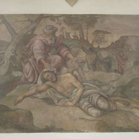 Bild vergrößern: St. Pankratius Wandgemälde  Barmherziger Samariter Bockenem