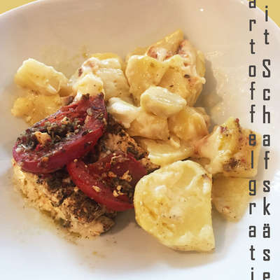 Bild vergr&ouml;&szlig;ern: Kartoffelgratin mit Schafsk&auml;se
