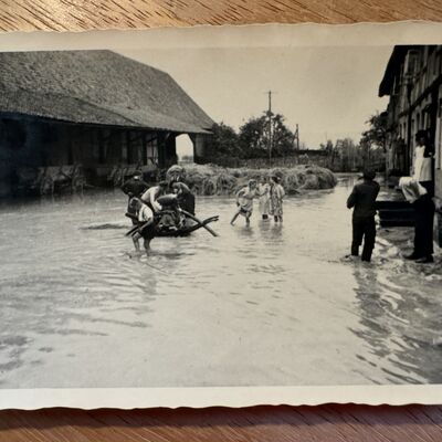 Bild vergr&ouml;&szlig;ern: Bauernhof_unter_Wasser1950_2_Foto_privat