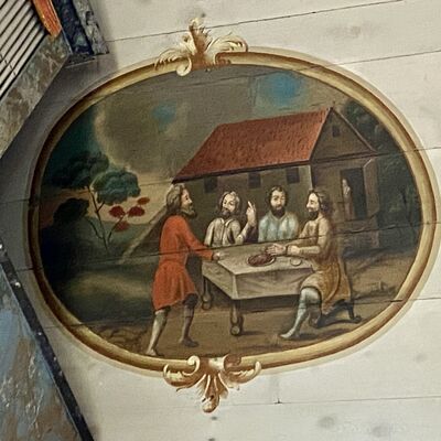 Bild vergr&ouml;&szlig;ern: St.Bartholom&auml;us DeckenmedaillonEngelbeiAbraham