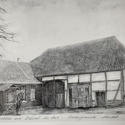 Bild vergr&ouml;&szlig;ern: Pfarrscheune und Betsaal bis 1963