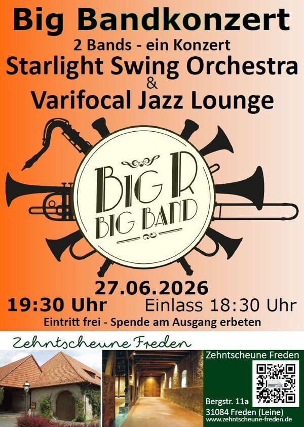 Interner Link: Zur Veranstaltung Bigband Doppelkonzert des Starlight Swing Orchestra und der Varifocal Jazz Lounge